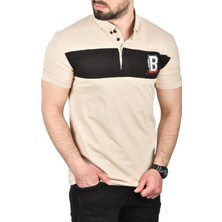 Rizzup Erkek Bej Slim Fit Nefes Alan Pamuklu Kumaş Dar Kesim Kıvrılmaz Yaka Polo Yaka Tişört 2503019