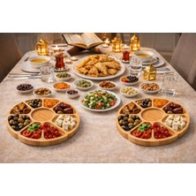 Tiran Mg Concept 20 cm 7 Bölmeli Bambu Sunum Tabağı – Yuvarlak Kahvaltı & Çerezlik Servis Tepsisi, Orta Sosluklu Doğal Ahşap Sunumluk-🎁 Sürpriz Hediye(Stoklarla sınırlı)