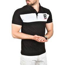 Rizzup Erkek Siyah Slim Fit Nefes Alan Pamuklu Kumaş Dar Kesim Kıvrılmaz Yaka Polo Yaka Tişört 2503019