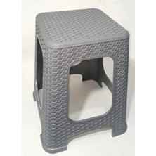 Store Mania Ieg™ 1 Adet Büyük Gri Tabure  Kir Tutmaz 45CM Hasır Örgü Yemek Masasına Uygun Alt Kuşaklı