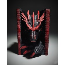 Ejderha Kitap Tutucu | 18X11,5 cm | 320 Gram | Akrilik Boya Detaylı Fantastik Kitaplık Dekoru