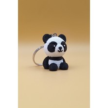Rodopiva Örgü Desenli Panda Anahtarlık (Plastik)
