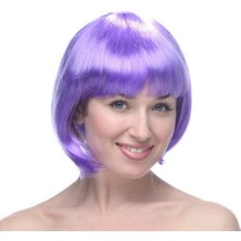 Store Mania Ieg™ Lila Renk Kısa Model Parti Peruğu - Lila Renk Küt Saç