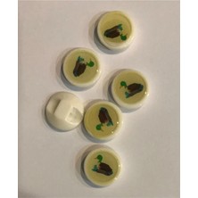 öztürk Yeşilbaş Ördek Bebe Düğmesi. 1.4cm. 6'lı Paket. Beyaz.