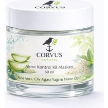Corvus Natural Akne Kontrol Kil Maskesi – Akne Önleyici ve Sebum Dengeleyici Cilt Bakım Maskesi 50 Ml.