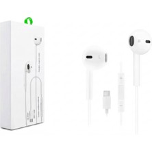 Store Mania Ieg™ Type-C Mikrofonlu Kablolu Kulaklık - Ses Kontrol Tuşlu Beyaz (Tüm Type-C Cihazlarla Uyumlu