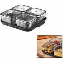 Store Mania Ieg™ 4 Bölmeli Akrilik Pratik Sızdırmaz Kapaklı Tepsili Kahvaltılık Seti