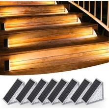 Store Mania Ieg™  8 Adet Üçgen  Güneş Enerjisi ile Şarj Olan Dış Mekan Solar Basamak Köşe Lambası (