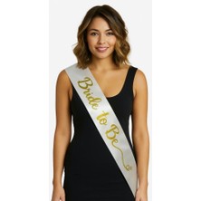 Store Mania Ieg™ Beyaz Saten Üzerine El Yazısı Italik Altın Bride To Be Kuşağı 10 cm Genişlik