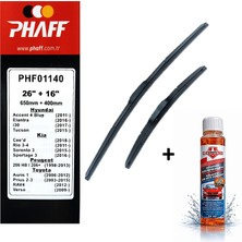 Phaff Hyundai Tucson (2015-2020) Ön Silecekleri (650mm + 400mm) ve Börfh 32ml Konsantre Cam Suyu Şampuanı Set