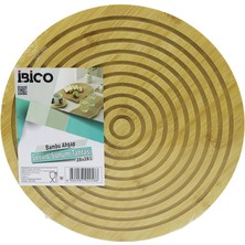 Store Mania Ieg™ Yuvarlak  Çap: 28CM  Çift Taraflı= Düz - Kanallı Ahşap Bambu Servis Sunum Tahtası Teps�