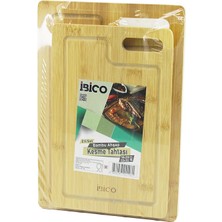 Store Mania Ieg™ 2pcs Setd.dörtgen Kenarlı - Oval Delikli Ahşap Bambu Kesim Panosu - Kesme Tahtası 18X28X