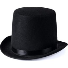 Store Mania Ieg™ Yetişkinler Için Siyah Renk Ringmaster Sihirbaz Şapkası Fötr Şapka 15 cm