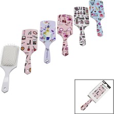 Store Mania Ieg™ Saç Fırçası - Tarak  Plastik Renkli Desenli Sap - Beyaz Fırça Kılları ()