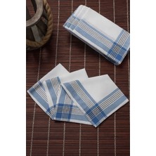 Tkçtb 12 Li Cep Yaka Mendili Pamuklu Şah Desen Mavi 30X30 cm Tkçtb