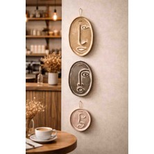 Momiko Modern Minimal Yüzler El Yapımı Beton Duvar Dekoru | Sade Seri – 3’lü Set 4