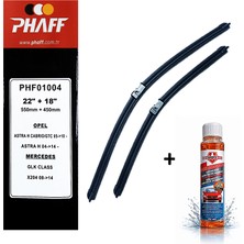 Phaff Opel Astra H (2004-2013) Ön Silecekleri (550MM+450MM) ve Börfh 32 ml Konsantre Cam Suyu Şampuanı Seti