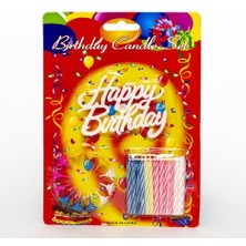 Store Mania Ieg™ Rengarenk Mumlu Beyaz Happy Birthday Yazılı Doğum Günü Mumu 12 Adet ()