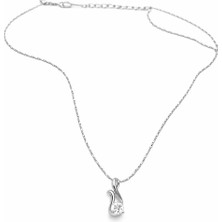 Tuqos Zirkon Tek Taşlı Çelik Kolye