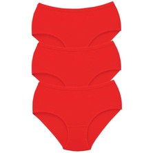 Store Mania Ieg™ 3 Adet Tutku Kadın Yüksek Bel Bato Kalın Lastik Külot Kırmızı