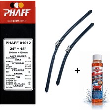 Phaff Hyundai I30 (2008-2010) Ön Silecekleri (600MM+450MM) ve Börfh 32 ml Konsantre Cam Suyu Şampuanı Seti