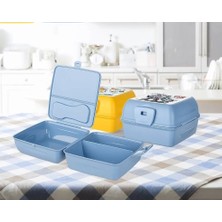 Store Mania Ieg™ Luna 3 Bölmeli Çatal Bıçaklı Beslenme Kabı - Diyet Kabı - Çatal Kaşıklı