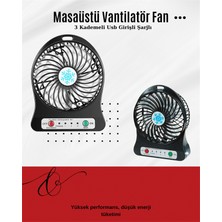 Store Mania Ieg™ USB Girişli Taşınabilir Masaüstü Mini Fan – 3 Kademeli Hız, Şarjlı, Işıklı, Sess