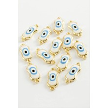 Store Mania Ieg™ Oval Nazar Çift Kulplu Mineli Bileklik ve Kolye Ucu Aparatı 1 Adet