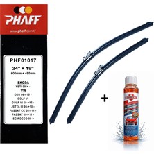 Phaff Vw Jetta 3 (2007-2010) Ön Silecekleri (600MM+480MM) ve Börfh 32 ml Konsantre Cam Suyu Şampuanı Seti