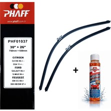 Phaff Citröen C4 (2010-2017) Ön Silecekleri (750MM+650MM) ve Börfh 32 ml Konsantre Cam Suyu Şampuanı Seti