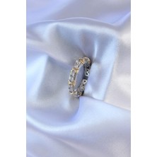 Store Mania Ieg™ Gümüş Renk Zirkon Taşlı Gold Renk Detay Xoxo Kadın Yüzük