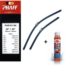 Phaff Ford Focus 4 (2018-2024) Ön Silecekleri (650MM+500MM) ve Börfh 32 ml Konsantre Cam Suyu Şampuanı Seti