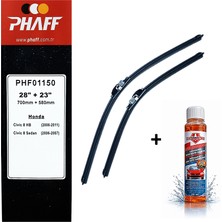 Phaff Honda Civic 8 (Fd6) (2006-2011) Ön Silecekleri (700MM+580MM) ve Börfh 32 ml Konsantre Cam Suyu Şampuanı Seti