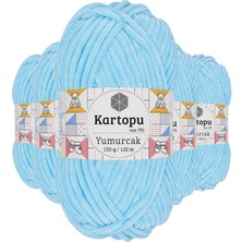 Store Mania Ieg™ 5 Adet Yumurcak Kadife El Örgü Ipi Açık Turkuaz K516