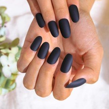 Store Mania Ieg™ 12 Adet Kendinden Yapışkanlı Tak ve Çık Mat Siyah Takma Tırnak