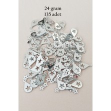 Store Mania Ieg™ Oya Abiye Bileklik Kolye Pleksi Metalik Plastik Pul Gümüş Renk 24 Gram 195 Adet - BNC581