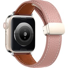 Store Mania Ieg™  Apple Watch 42MM KR414 Daks Deri Kordon - Pembe