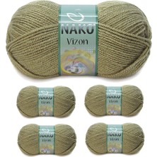 Store Mania Ieg™ 5 Adet Vizon Premium Akrilik El Örgü Ipi Yünü Renk NO:268 Asker Yeşil