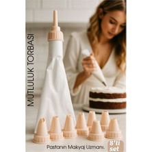 Store Mania Ieg™ Profesyonel 8'li Krema Sıkma Torbası Seti | Pastacılık Dekorasyon Uçları ve Fırfır Ba