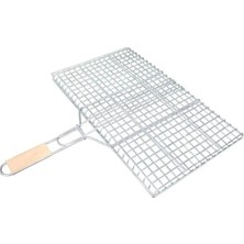 Store Mania Ieg™ Ahşap Saplı Mangal Izgarası Galvanizli Paslanmaz Kafes Demir 30 x 40 cm