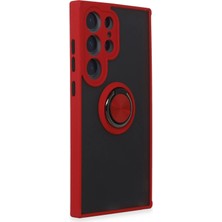 Store Mania Ieg™  Samsung Galaxy S24 Ultra Kılıf Montreal Yüzüklü Silikon Kapak - Kırmızı