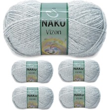 Store Mania Ieg™ 5 Adet Vizon Premium Akrilik El Örgü Ipi Yünü Renk NO:195 Açık Gri Melanj