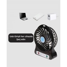 Store Mania Ieg™ Şarjlı USB Fan – Masaüstü Mini Vantilatör Taşınabilir Işıklı 3 Kademeli Sessiz