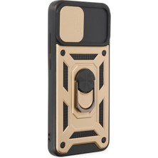 Store Mania Ieg™  Samsung Galaxy A03 Kılıf Pars Lens Yüzüklü Silikon - Gold