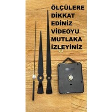 Cnr Shop Saat Mekanizması, 14 mm Şaft Boyu, Akar Sessiz Duvar Saati Mekanizması, 3D Saatlere Uyumlu Akrep-Yelkovan-Saniye-(Askılı)