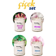 Store Mania Ieg™ 4 Adet Doğal Özel Seri Kokulu Dekoratif Kavanoz Mum 4X210 cc - Çiçek Seti - Ryl