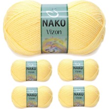 Store Mania Ieg™ 5 Adet Vizon Premium Akrilik El Örgü Ipi Yünü Renk NO:215 Saman Sarı