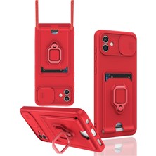 Store Mania Ieg™  Samsung Galaxy A05 Kılıf Zuma Kartvizitli Yüzüklü Silikon - Kırmızı