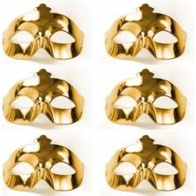 Store Mania Ieg™ Altın Metalize Renk Düz Balo Parti Maskesi 6 Adet