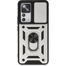 Store Mania Ieg™  Xiamoı Mi 12T Pro Kılıf Pars Lens Yüzüklü Silikon - Gümüş